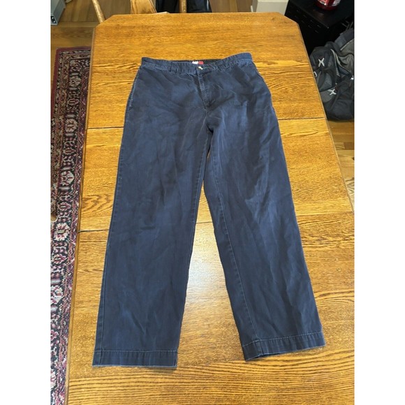 Vintage Tommy Hilfiger Mens Sz 34x30 Big Flag Denim Jeans Black - Picture 1 of 8